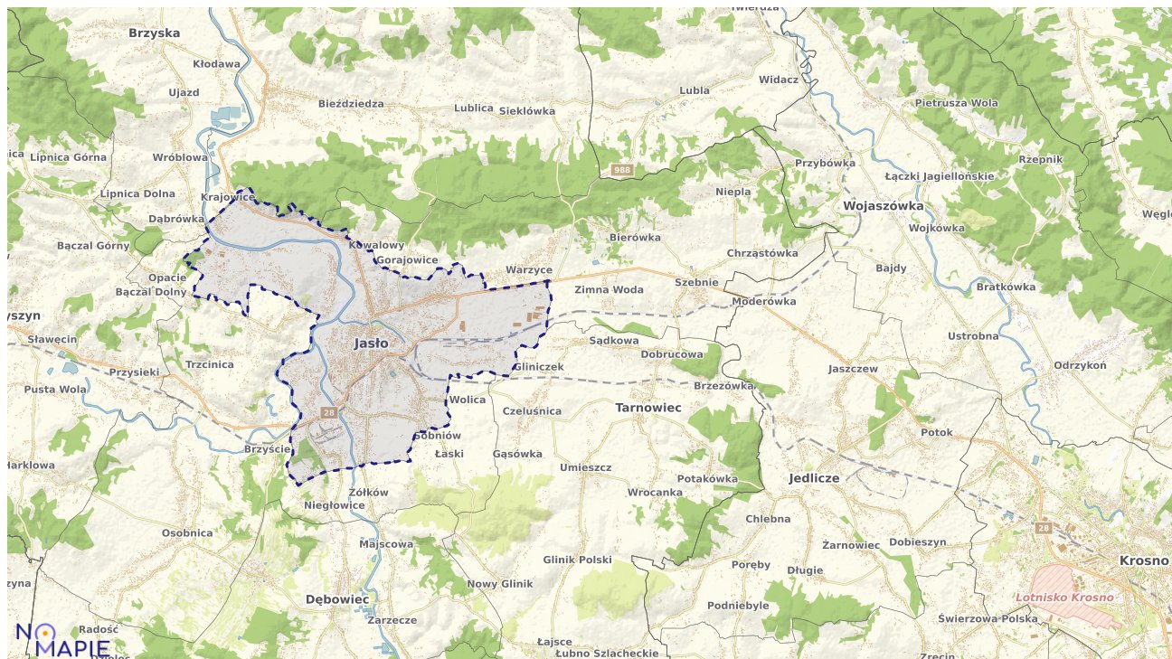 Mapa obszarów ochrony przyrody Jasła