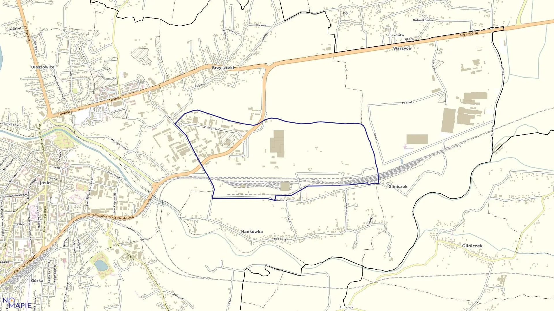Mapa obrębu 04 - Dzielnica Mag-Prz w mieście Jasło