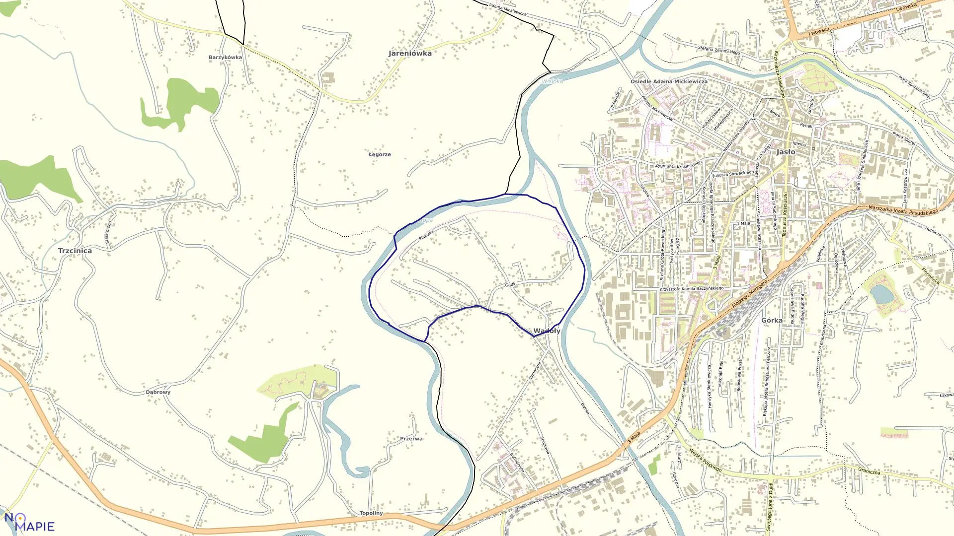 Mapa obrębu 12 - Gądki w mieście Jasło