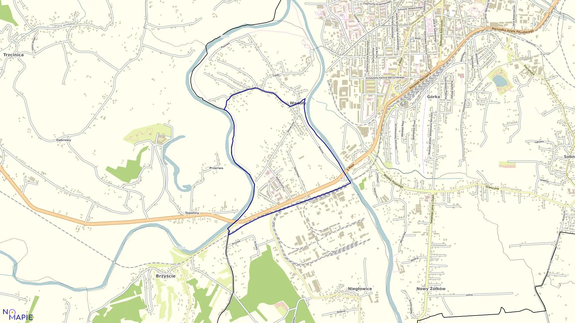 Mapa obrębu 13 - Wądoły w mieście Jasło