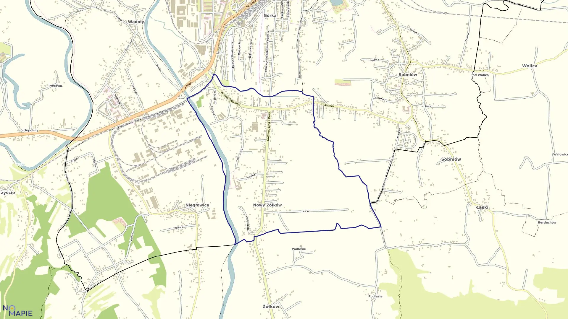 Mapa obrębu 15 - Żółków w mieście Jasło