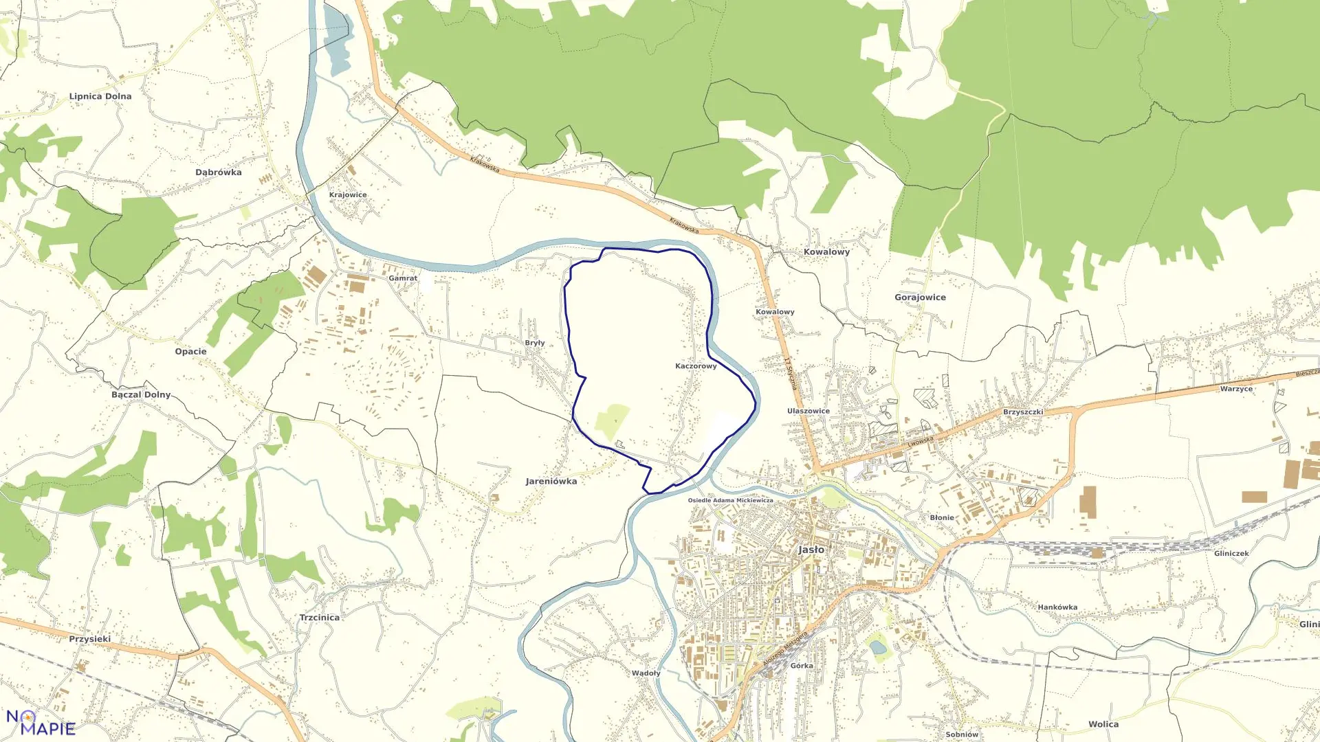 Mapa obrębu 16 - Kaczorowy w mieście Jasło