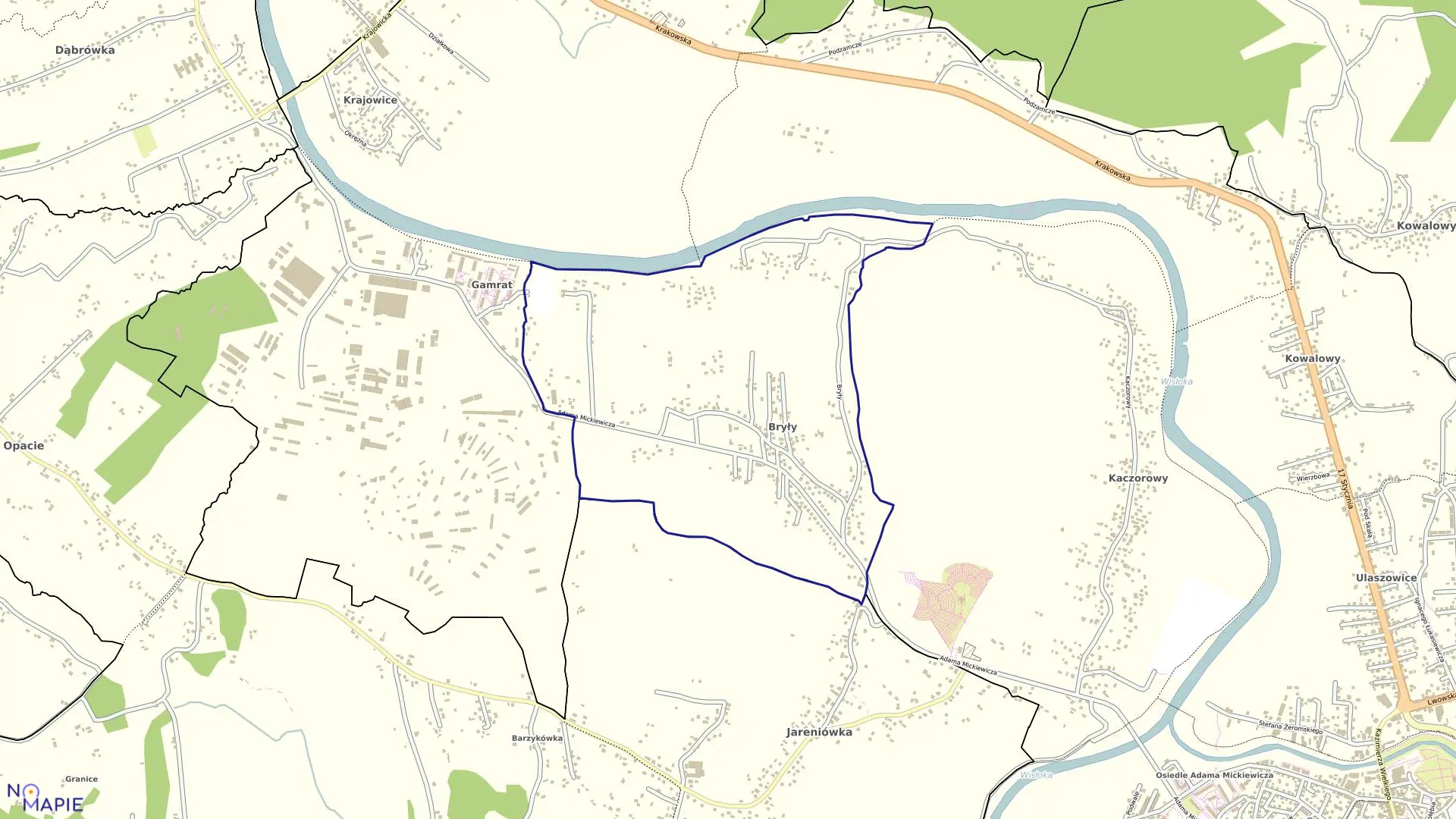 Mapa obrębu 17 - Bryły w mieście Jasło