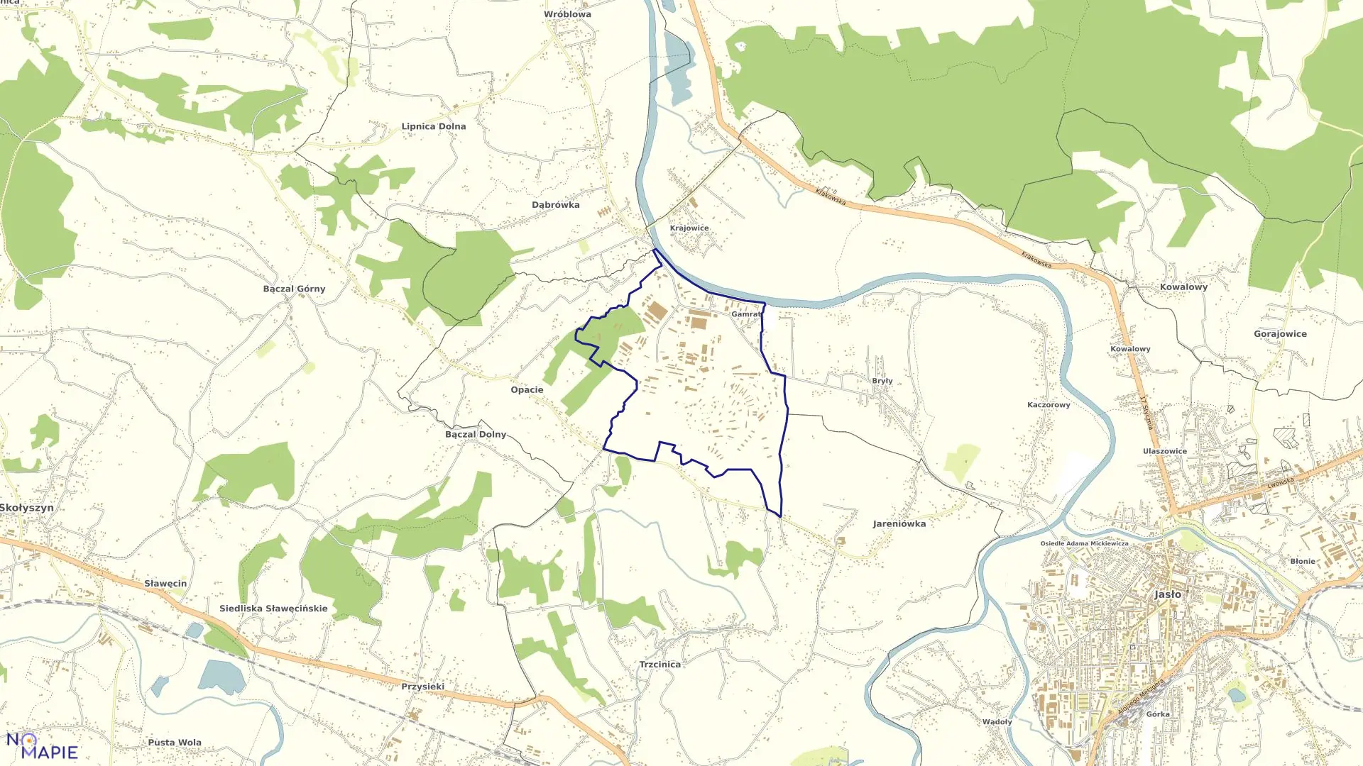 Mapa obrębu 18 - Gamrat w mieście Jasło