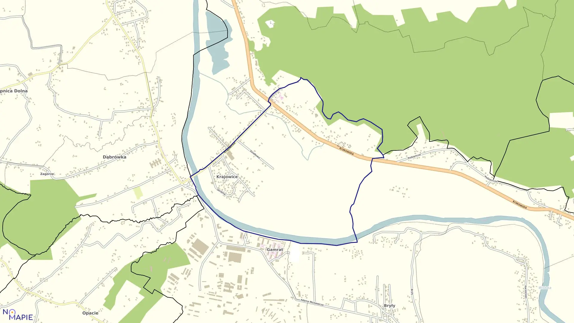 Mapa obrębu 19 - Krajowice w mieście Jasło