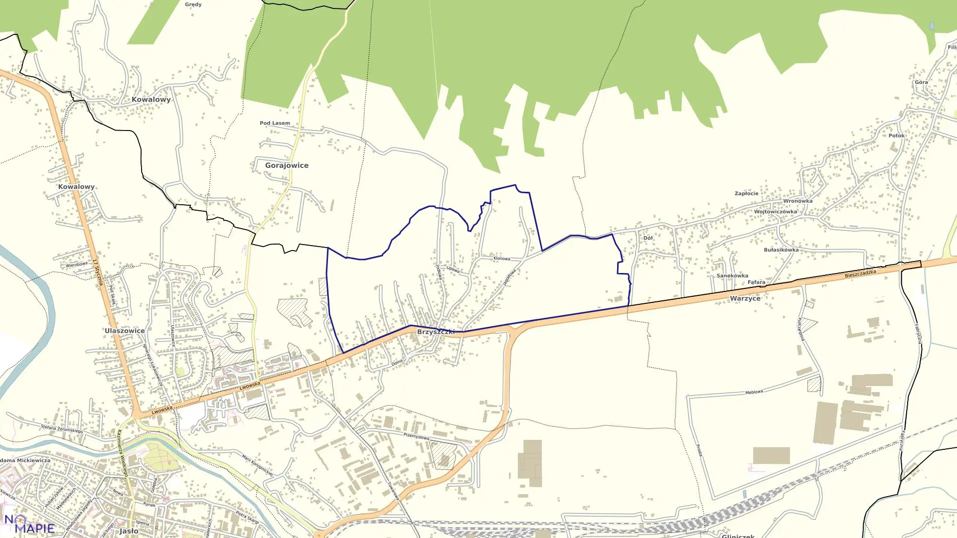 Mapa obrębu 21 - Brzyszczki I w mieście Jasło