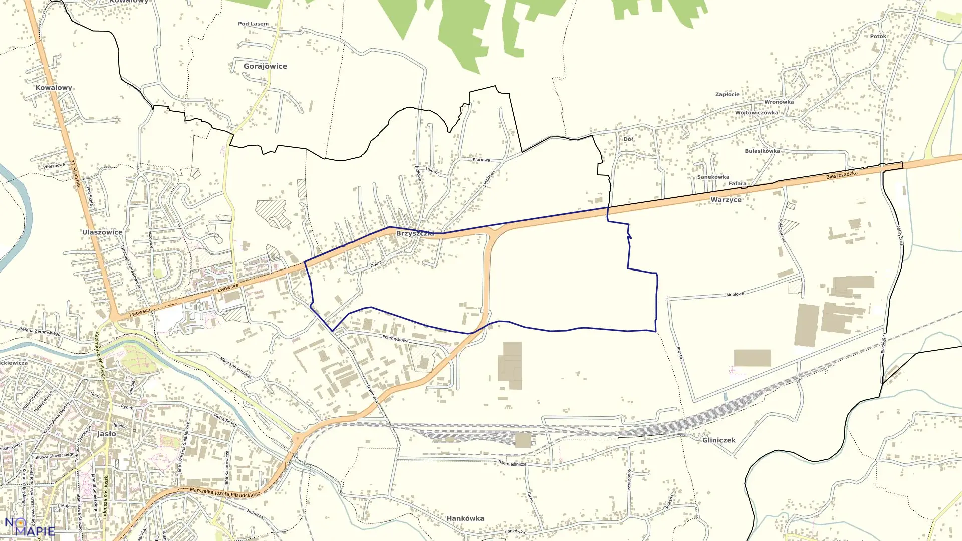 Mapa obrębu 22 - Brzyszczki II w mieście Jasło